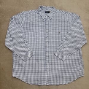 Polo Ralph Lauren Men's Blue/Blk/White Plaid Oxford Long Sleeve Shirt Size 3XL
